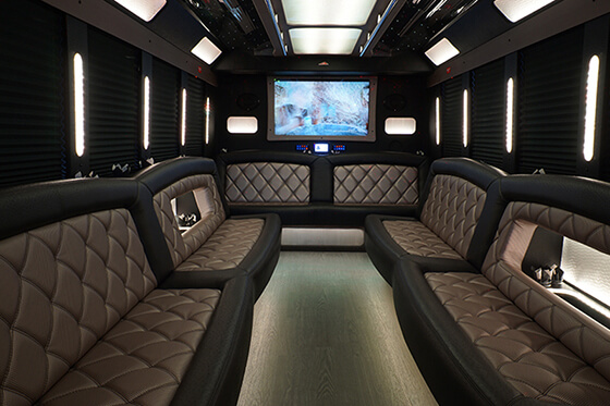 party bus interior with spacious interiors